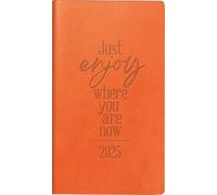 rido/idé Agenda tascabile modello 2025 "Just Enjoy", 2 pagine = 1 settimana, A6, 144 pagine, copertina in pelle sintetica, flessibile, arancione