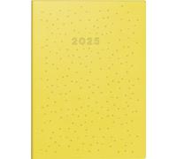 rido/idé Agenda tascabile modello Technik S (2025) "Dots", 2 pagine = 1 settimana, A6, 144 pagine, copertina in pelle sintetica, flessibile, giallo