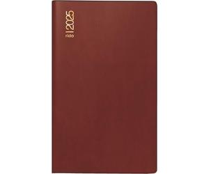 rido/idé Agenda tascabile modello tinta unita (2025), 2 pagine = 1 mese, A6, 32 pagine, copertina in plastica, bordeaux