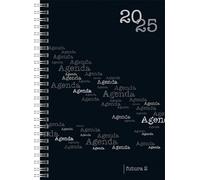 rido/idé Calendario a libro modello futura 2 (2025), 2 pagine = 1 settimana, A5, 160 pagine, copertina in PP, nero