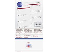 rido/idé Calendario settimanale Timing 2 2024, 2 pagine = 1 settimana, dimensioni foglio 9,3 x 17,2 cm, bianco