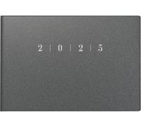 rido/idé Calendario tascabile modello Septimus (2025), 2 pagine = 1 settimana, A6 orizzontale, 128 pagine, copertina in plastica Reflection, grigio