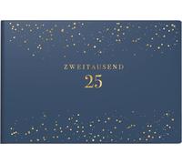 rido/idé Calendario tascabile modello Septimus (2025) "Starry Night", 2 pagine = 1 settimana, A6 orizzontale, 128 pagine, copertina in similpelle Trend flessibile, blu scuro