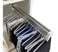 Riduccia per indumenti per guardaroba regolabile - tirare fuori vestiti a gancio, griglia per berretto per armadio da 30-80 cm regolabile, binario per vestiti estensibili con 2 pista scorrevole, bordo