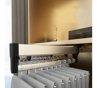 Riduci per ganci per tiri per estrarre - Asta per l'armadio estraibile - con 2 binari a scorrimento estesibile berrono di vestiti estensibili, pasta di scorrimento a scorrimento per finitura in