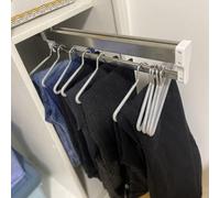 Riduci per ganci per tiri per estrarre - Asta per l'armadio estraibile - con 2 binari a scorrimento estesibile berrono di vestiti estensibili, pasta di scorrimento a scorrimento per finitura in