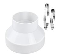 Riduttore canale, adattatore canale in PVC, riduttore in PVC, con 2 fascette stringitubo, adatto per sistemi di ventilazione (1 set: da 150 mm a 100 mm)