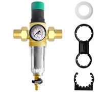 Riduttore di pressione acqua 3/4 pollici DN 20, filtro di risciacquo con riduttore di pressione e manometro, riduttore di pressione dell'acqua in ottone riutilizzabile, per la regolazione della