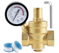 Riduttore di pressione acqua 3/4 pollici DN20, riduttore di pressione dell'acqua in ottone con manometro e strumenti di regolazione, riduttore di pressione dell'acqua, regolatore di pressione da 1,6