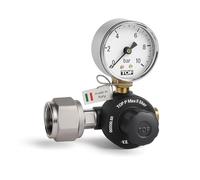 Riduttore di pressione CO2 per bottiglie riutilizzabili fino a 5,5 bar, UE con attacco W21,8 x 1/14" + connettore tubo 6 connettori per impianti di irrigazione, adatto anche per uso acquario