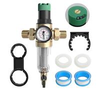 Riduttore di pressione dell'acqua 3/4 pollici, regolatore di pressione dell'acqua con manometro e filtro a setaccio, riduttore di pressione dell'acqua in ottone con viti, sicuro e durevole, per