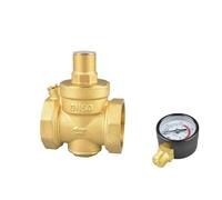 Riduttore di pressione dell'acqua regolabile, Valvola di riduzione della pressione dell'acqua regolabile in ottone con manometro da 2 pollici(Valve With Gauge)