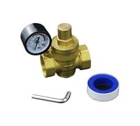 Riduttore di pressione dell'acqua, Valvola di riduzione della pressione dell'acqua in ottone regolabile con manometro diverse dimensioni 16 bar(1/2")