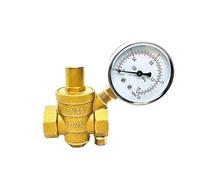 Riduttore di pressione dell'acqua, Valvola regolatrice della pressione dell'acqua in ottone con manometro regolabile in più dimensioni(Valve With Gauge,1/2")