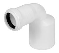 Riduttore HT DN 50 × 32 90° bianco | Riduzione del tubo di scarico in PP a 90 gradi con manicotto a incastro e guarnizione a labbro | a basso rumore, resistente agli agenti chimici e agli urti