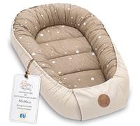 Riduttore lettino neonato - 90x50 cm baby nest trasportabile per neonati nido culla pod cocoonababy babynest antisoffoco Beige con stelle bianche