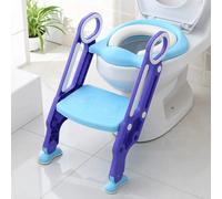 Riduttore Water WC Per Bambini Con Cuscino Plastica Scala Scaletta Pieghevole E Pedana Antiscivolo Altezza Regolabile Sedile Per Vaso Vasino Per Bimbi da 1 a 8 Anni Design Portree (Rosa)