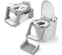 Riduttore wc bambini, 2 In 1 Vasino Bambini con Scaletta, Maniglia e Cuscino Morbido, Sedile Rialzato Vasino Pieghevole, WC Portatile con Protezione Antispruzzo per Bambini Maschi e Femmine