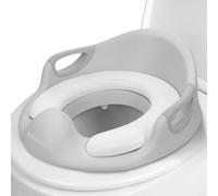 Navaris Riduttore WC Bambini con Cuscino - Sedile Adattatore Water Bimbi 1-7 Anni - Ergonomico Imbottito Maniglie Sicuro Comodo Para-spruzzi - Grigio