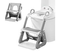 Riduttore Wc Bambini con Scaletta, 2 In 1 Scaletta Wc Per Water Bambini con Struttura a Triangolo, Paraspruzzi Estesi Regolabile e Pieghevole Sgabello Antiscivolo, Adattatore per Bambino e Cuscino