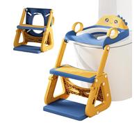 Riduttore Wc Bambini con Scaletta, 2 In 1 Scaletta Wc Per Water Bambini con Struttura a Triangolo, Paraspruzzi Estesi Regolabile e Pieghevole Sgabello Antiscivolo, Adattatore per Bambino e Cuscino