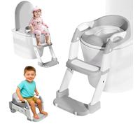 Riduttore WC Bambini con Scaletta, Multifunzione 3 In 1 Scaletta WC Per Water Bambini con Vasino Removibile, Paraspruzzi Estesi Regolabile e Pieghevole Sgabello Antiscivolo, Adattatore per Bambino