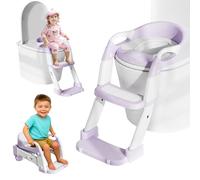 Riduttore WC Bambini con Scaletta, Multifunzione 3 In 1 Scaletta WC Per Water Bambini con Vasino Removibile, Paraspruzzi Estesi Regolabile e Pieghevole Sgabello Antiscivolo, Adattatore per Bambino