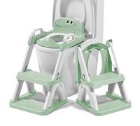 Riduttore WC Bambini con Scaletta - Sedile WC Pieghevole per Apprendimento Autonomo - Adattatore Toilette con Gradino Antiscivolo e Maniglie - Vasino Bambini