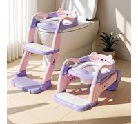 Riduttore WC Bambini, Scaletta WC Pieghevole 3 in 1 per Bambini, Antiscivolo e Impermeabile, con Paraspruzzi, Sedile WC per Bambini per L'addestramento Indipendente dei Bambini al Vasino (Viola)
