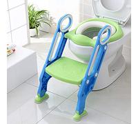 Riduttore WC con Cuscino Tenero, Sedile WC per Bambini con Scala, vasino per Bambini con Scala, Adatto per Imparare a Usare Il WC (blu verde)