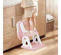 Riduttore WC per bambini, rialzo WC per bambini, per ragazzi e ragazze, adattatore WC per bambini con cuscino, antischizzi e antiscivolo, PVC (rosa)