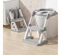 Riduttore WC per bambini, rialzo WC per bambini per ragazzi e ragazze, altezza regolabile e pieghevole, antispruzzi e antiscivolo e pieghevole, PVC (grigio)