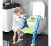 Riduttore WC per bambini, sedile WC per bambini, ragazzi e ragazze, cuscino non schizzi e antiscivolo, sgabello per scale, blu verde