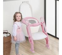 Riduttore WC per bambini, sedile WC per bambini, ragazzi e ragazze, cuscino non schizzi e antiscivolo, sgabello per scale, rosa bianco