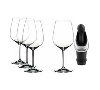 Riedel Extreme Cabernet - Set di 4 bicchieri da cabernet con versatore per vino con tappo (2 pezzi)