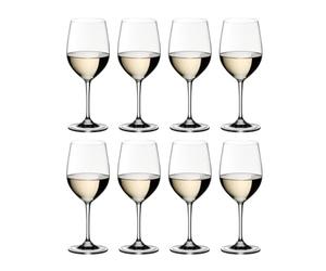 RIEDEL Set di bicchieri da vino bianco, 8 pezzi, per vini bianchi come Chardonnay e Viognier, 350 ml, cristallo Vinum, 7416/05