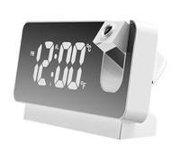 rieder Specchio Digitale 180° Proiettore A Soffitto Proiettore Sveglia da Comodino Ricarica USB per Camera da Letto Soggiorno Bianca