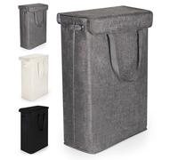 Rieeyrslza Cesto Portabiancheria Sottile con Coperchio 46L Pieghevole Cestino per Biancheria Impermeabile Multiuso Sporca Cesta Portabiancheria, Copertura Rimovibile, per Camera da Letto (Grigio)