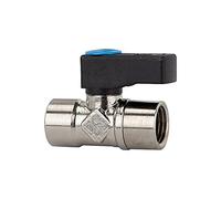 RIEGLER 103321-371.103 - Mini valvola a sfera, manico girevole, in ottone nichelato, G 3/8 IG, 1 pezzo