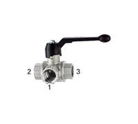 RIEGLER 103378-1081 D - Valvola a sfera a 3 vie, standard, a L, in ottone vern, Rp 3/4, DN 20, 1 pezzo