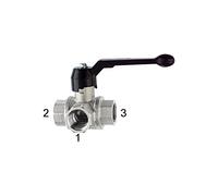 RIEGLER 103381-1081 G - Valvola a sfera a 3 vie, supporto, foro a L, in ottone vern, Rp 1 1/2, DN 40, 1 pezzo