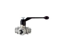RIEGLER 103396-1084 F - Valvola a sfera a 3 vie, foro a T, in ottone nichelato, Rp 1 1/4, DN 32, 1 pezzo