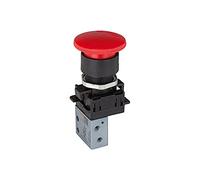 RIEGLER 106416-512.704 - Mini valvola manuale 3/2, pulsante di emergenza a fungo, NC, M5 laterale, 1 pezzo