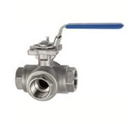 RIEGLER 11081 A-ES - Rubinetto a sfera a 3 vie, con foro a L, in acciaio INOX 1.4408, G 1 1/4, DN 25