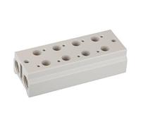 RIEGLER 116225-5510.04-14 - Piastra multiuso, valvole a 3/2 direzioni, 4 posizioni, G 1/8, G 1/4, 1 pezzo