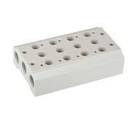 RIEGLER 116250-5520.03-38 - Piastra di base multipla per valvole 5/2-5/3, 3 Pos, G 1/4, G 3/8, 1 pezzo