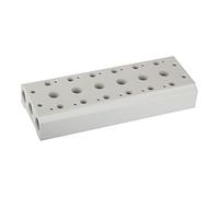 RIEGLER 116269-5520.08-18 - Piastra di base multipla per valvole 5/2-5/3 direzioni, 8 Pos, M5, G 1/8, 1 pezzo