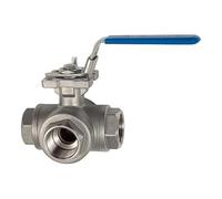 RIEGLER 135926-11081 G-ES - Rubinetto a sfera a 3 vie, foro a L, in acciaio INOX 1.4408, G 1 1/2, DN 32, 1 pezzo