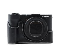 Rieibi Custodia per fotocamera Canon PowerShot V1, mezza custodia in pelle PU per fotocamera digitale Canon PowerShot v1, nera (senza fotocamera)