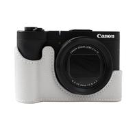 Rieibi Custodia per fotocamera Canon PowerShot V1, mezza custodia in pelle sintetica per fotocamera digitale Canon PowerShot v3, colore grigio (senza fotocamera)
